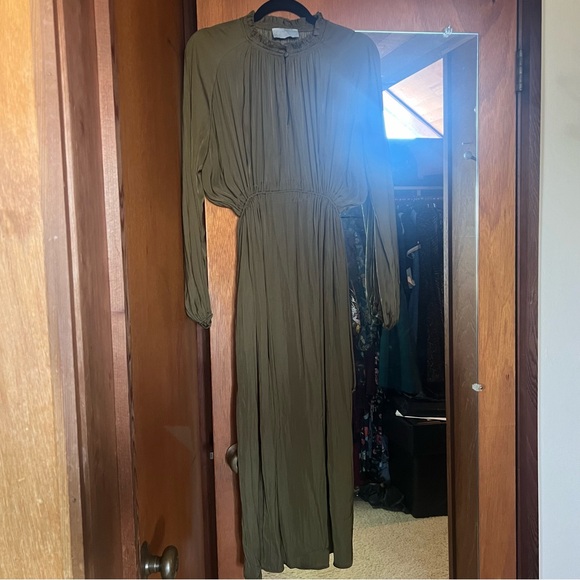 Magdalena Long Sleeve Plisse Dress - Cypress - Picture 2 of 4